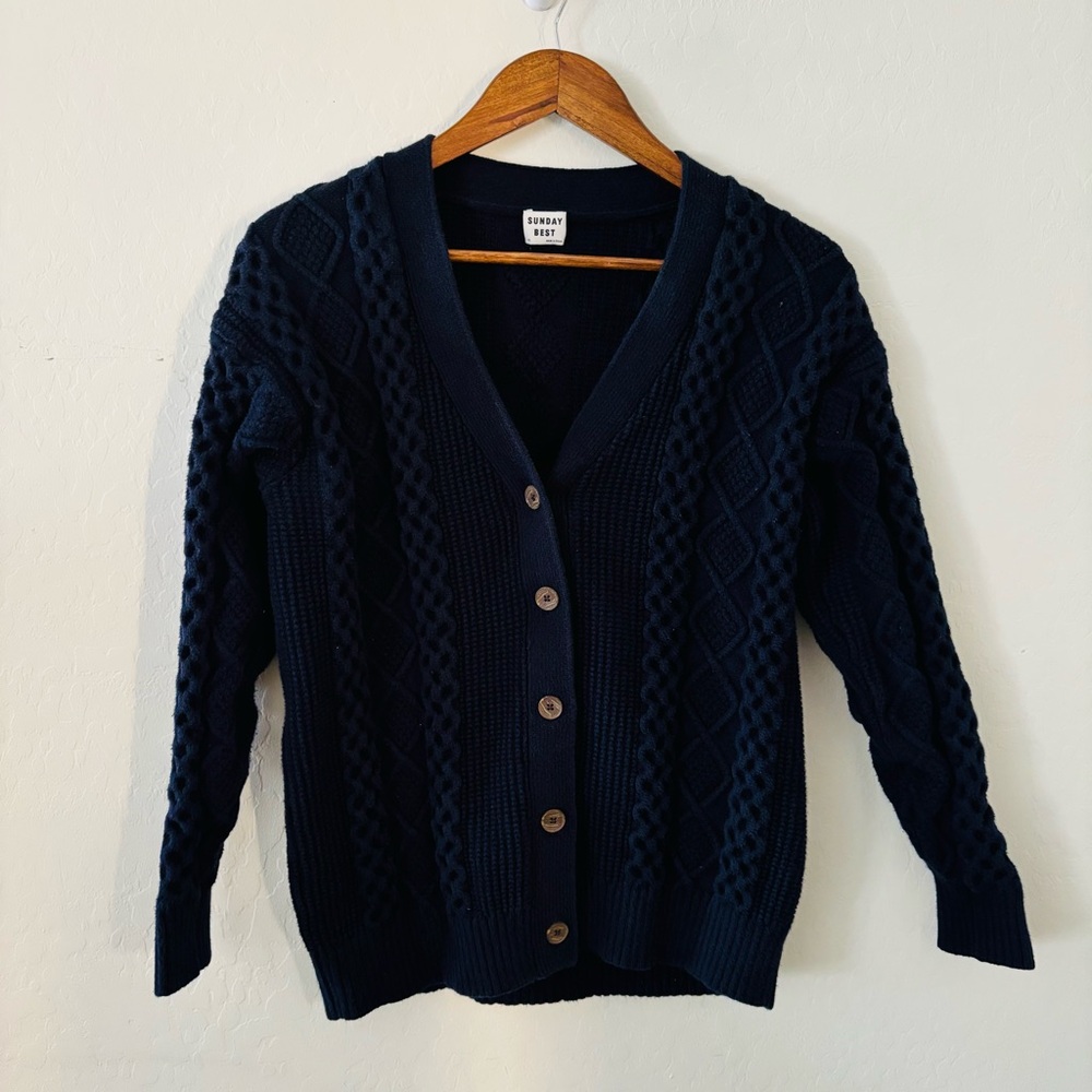 Sunday Best Aritzia Women’s‎ XS Midnight Blue Knit Button Down Cardigan